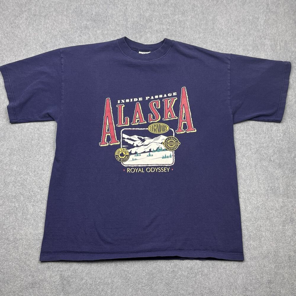 vintage alaska gear for sports t-shirt blue usa made xl